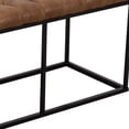 thumbnail image 3 of Leatherette Upholstered Bench with Button Tufted Cushioned Seat and Metal Base, Brown, 3 of 5