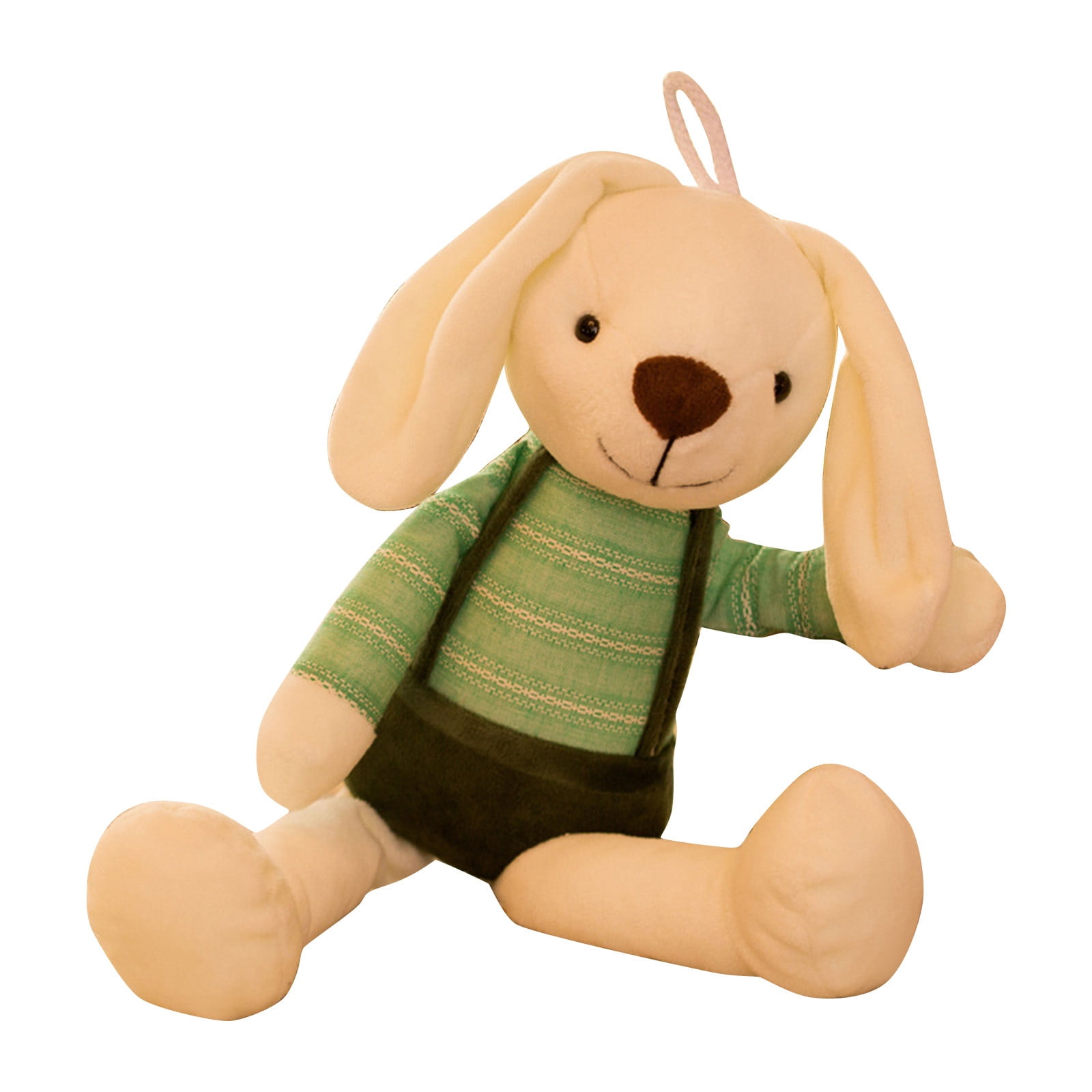 16 Bunny Stuffed Animal for Children Plush Toy Doll -Wearing Dark Green Suspenders Pants Suitable for Children Aged 3 to 10 Gift for Little Baby Birthday Easter Christmas