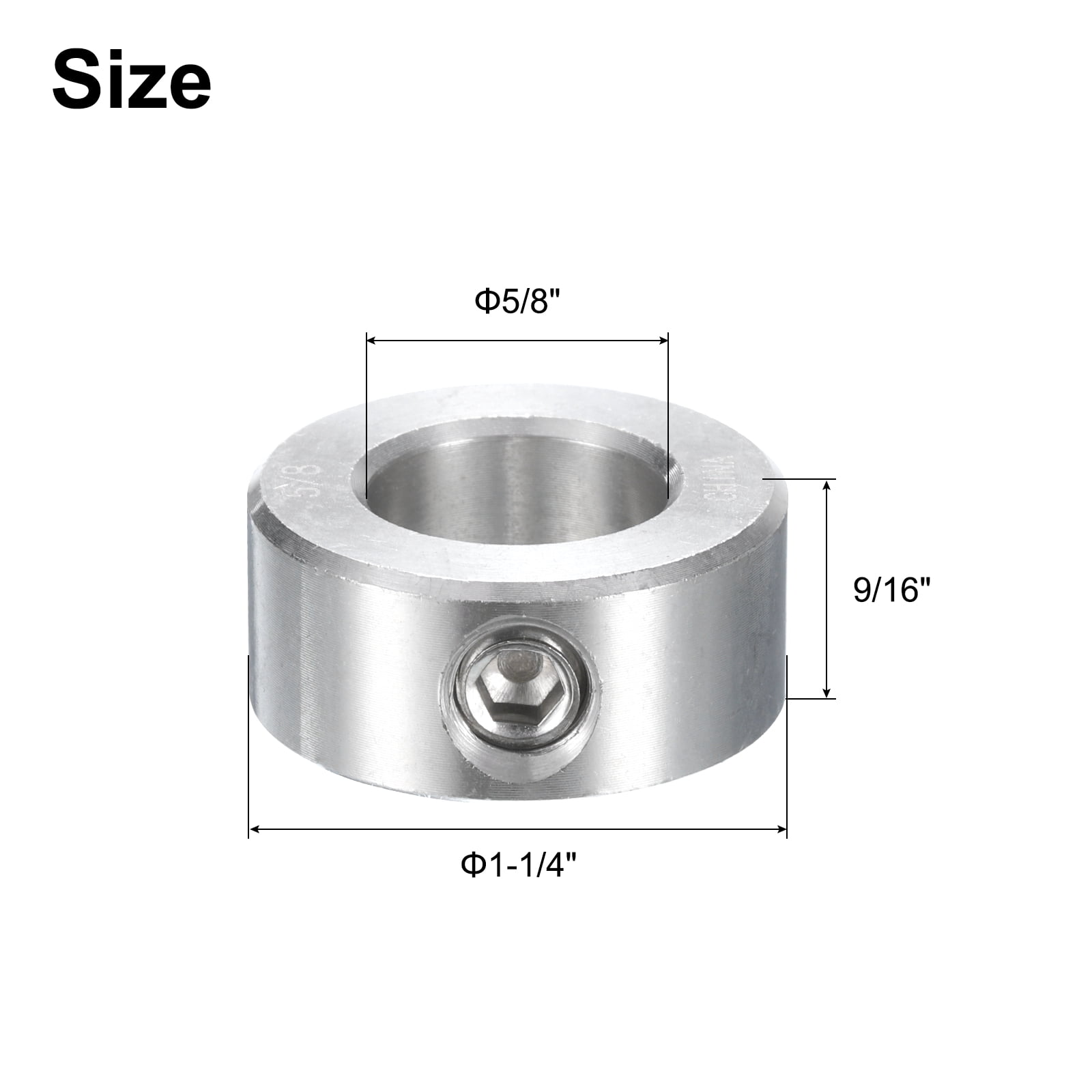 8 Pcs Set Screw Shaft Collar 5/8"Bore, 304 Stainless Steel Shaft Collars, 1-1/8"OD, 1/2"Thickness