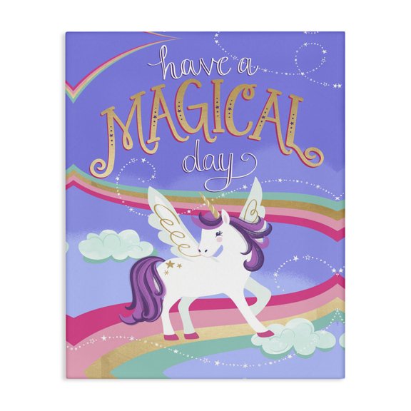 Stupell Industries Eclectic Purple Unicorn Have A Magical Day Canvas Art, 16 x 20, by Elizabeth Silver