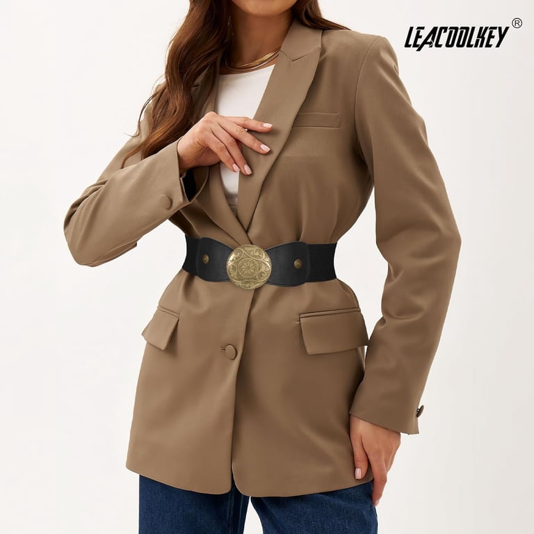 1512 Women Wide Elastic Belt Western Buckle Vintage Strecth Waist Women Wide Elastic Belt Western Buckle Vintage Strecth Waist  main image 3