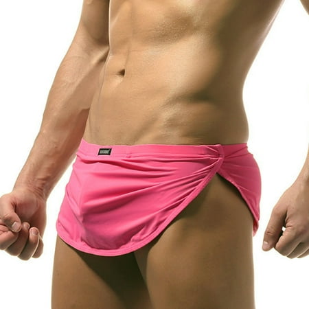 Mens Underwear  Men s Boxer Underwear  Sexy Thongs Split Sides Shorts Briefs Trunks Style UnderpantsXL  Pink