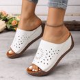 thumbnail image 3 of Women's Hollow Out Wedge Mules Comfortable Platform Sandals Slip On Open Toe Clogs Lightweight Non Slip Beach Slides White Size 9, 3 of 8