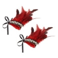 thumbnail image 2 of 1 par de muñequeras de felpa, accesorios para disfraces, plumas sintéticas Steampunk, calentadores de brazos teñidos, muñequera para baile latino, rojo Macarena Puños de muñeca, 2 of 8