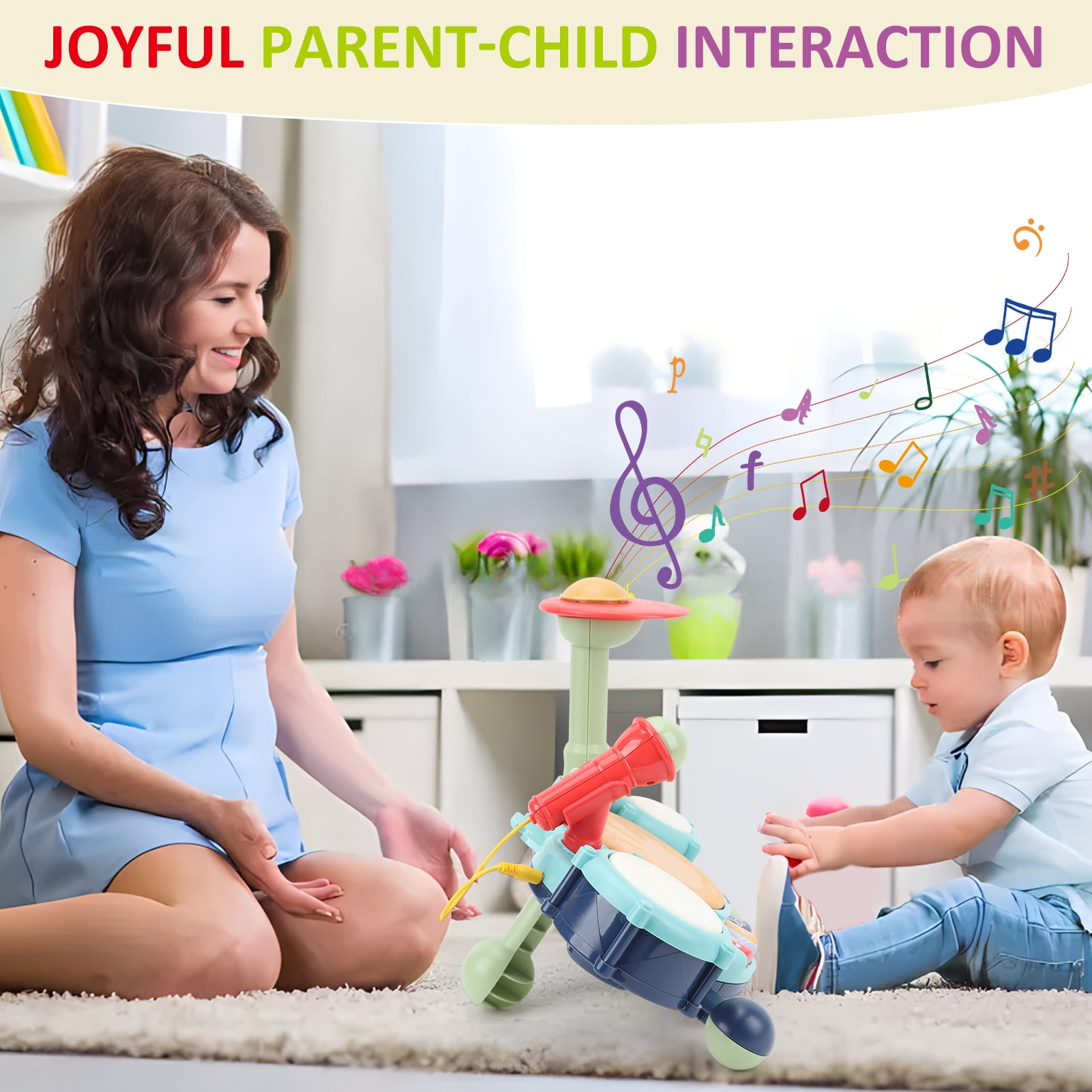 Drum Set with Microphone for Toddler 1-3 Baby Musical Toys Drum Piano Musical Instrument Learning Toys Gift for Boys Girls Age 2-5