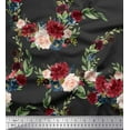 thumbnail image 1 of Soimoi Gray Moss Georgette Fabric Ranunculus & Penoy Floral Print Printed Fabric 1 Yard 44 Inch Wide, 1 of 3