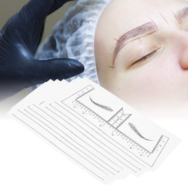 Calcomanías de Plantillas de Cejas de 50 piezas, Regla de la Regla de la Regla Microblading Autoadhesivo para Uso Domémico
