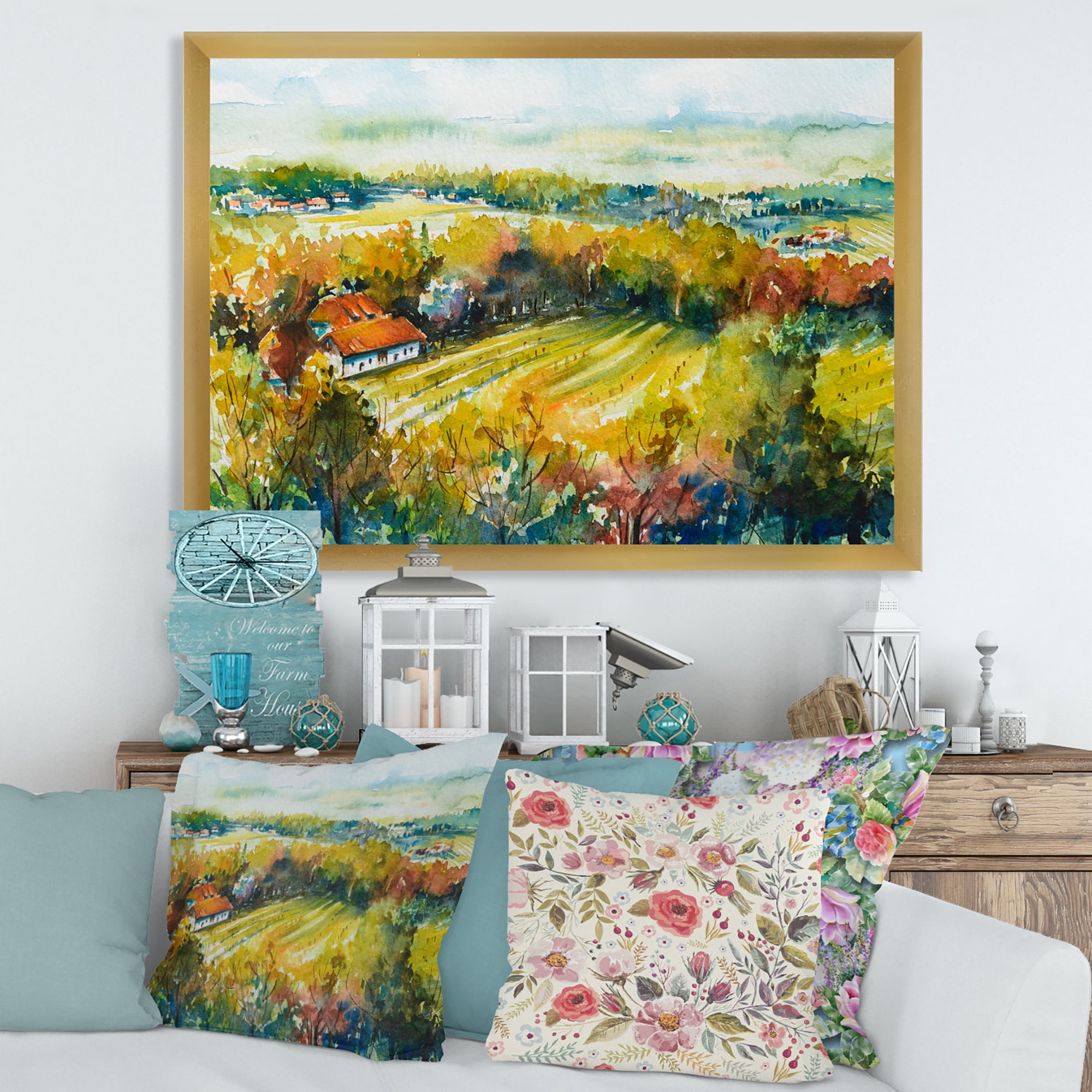 Designart 'Autumn Rural Landscape' Country Framed Art Print