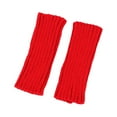 thumbnail image 4 of Women's Knit Fingerless Arm Gloves, Striped Pattern Sleeve Warmers, Cold Weather Arm Warmers, Thermal Half Finger Gloves, Stretchable Wrist to Elbow Warmth Covers Red1, 4 of 5