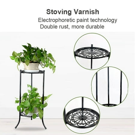Metal Plant Stand Outdoor 2 Tier Outdoor/ Indoor Metal Plant Stand Flower Planter Garden Display Holder Shelf Rack ()