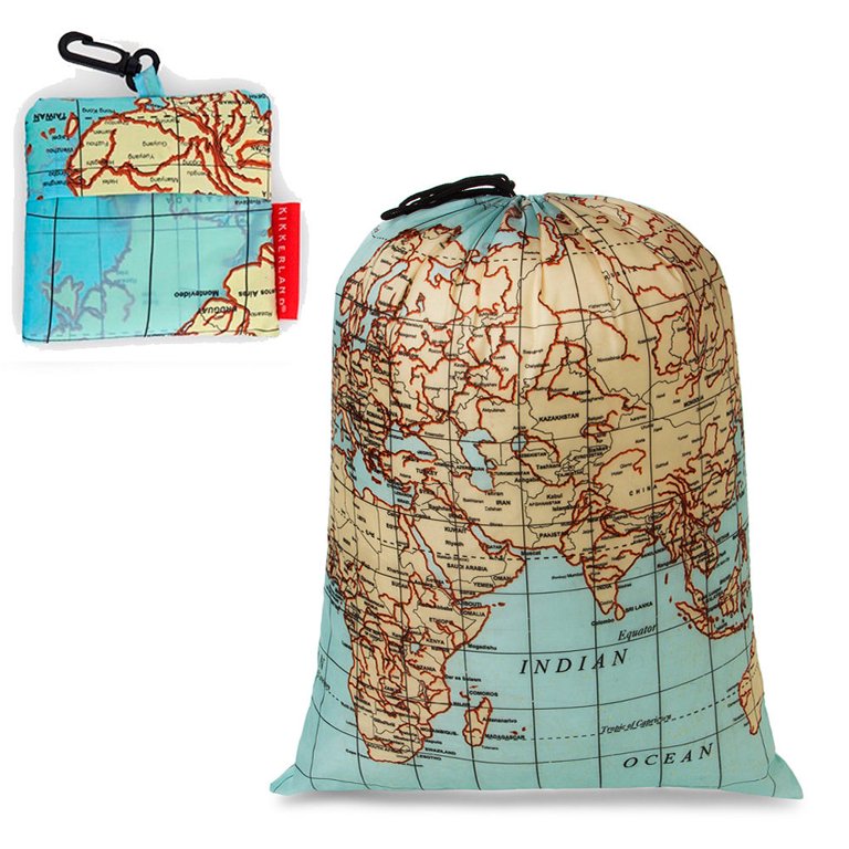 Kikkerland Maps Travel Laundry Bag