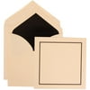 JAM Paper Wedding Invitation Set, Large Square, 7 x 7, Black and Blue Border Set, Ivory Card with Black Lined Envelope, 100/pack