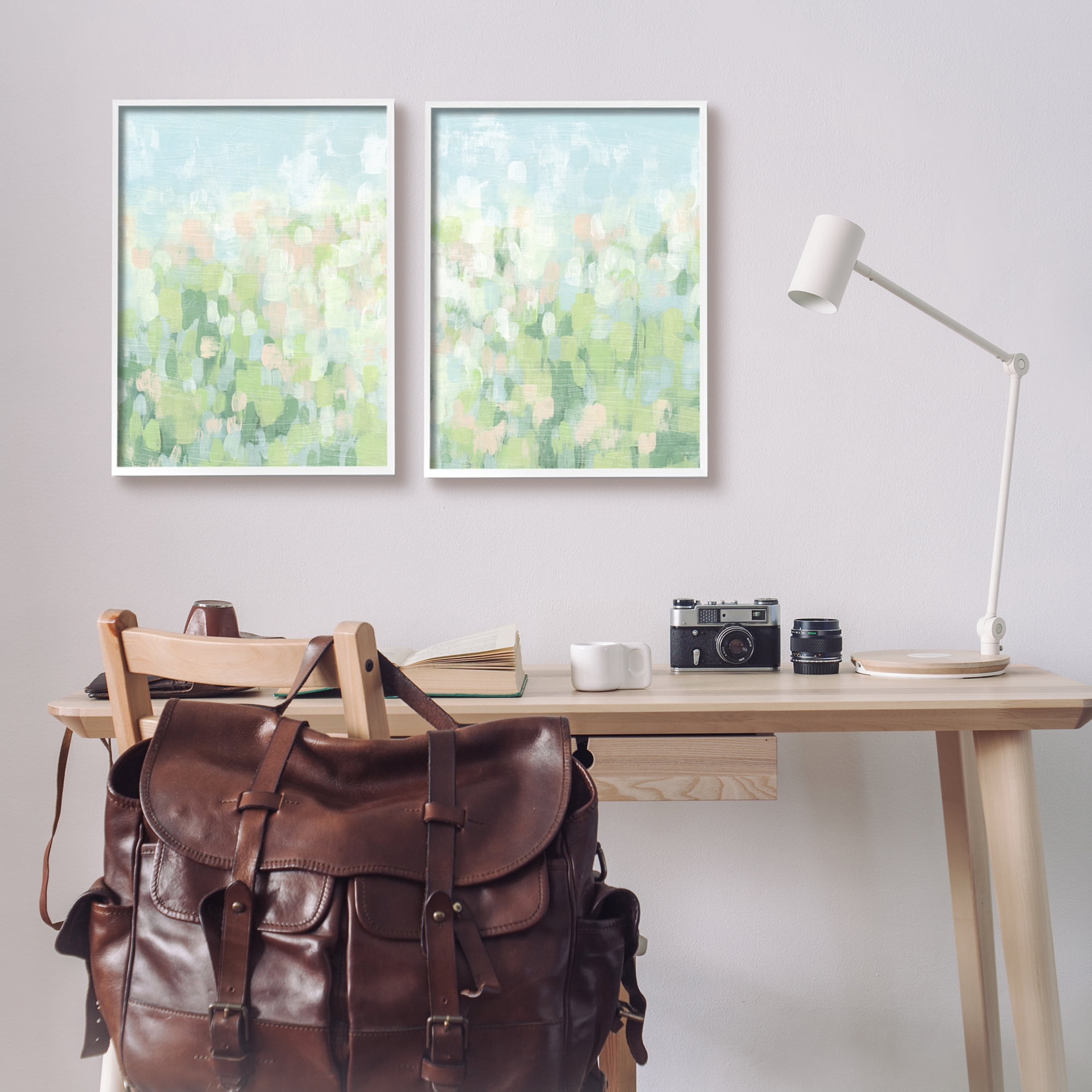 Stupell Industries Abstract Meadow Landscape Abstract Painting White Framed Art Print Wall Art, 16 x 20, Set of 2