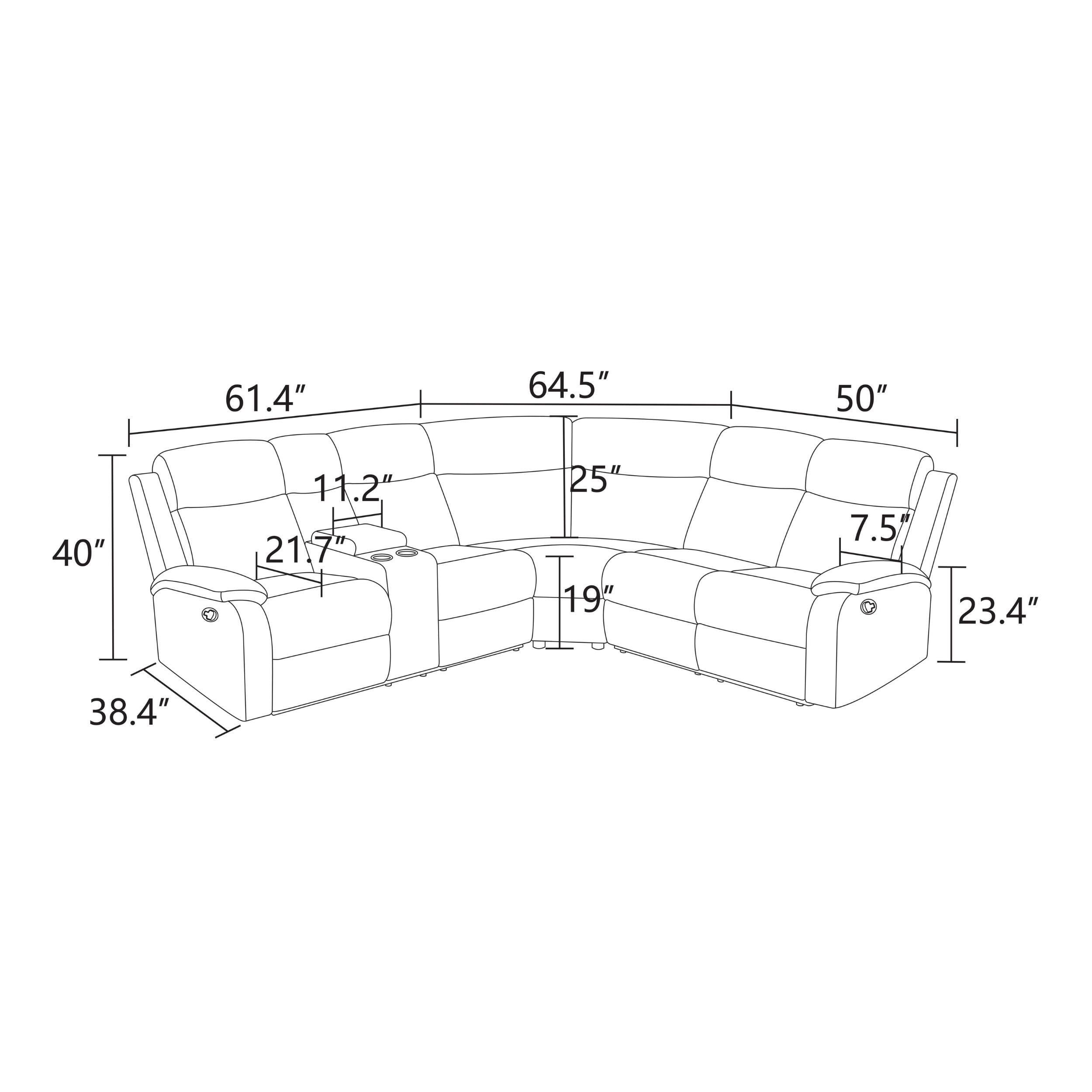 MAYEERTY Oversized Recliner Sectional Sofa, L-Shape Corner Couch with Cup Holders & Storage for Living Room, Home Theater, Brown