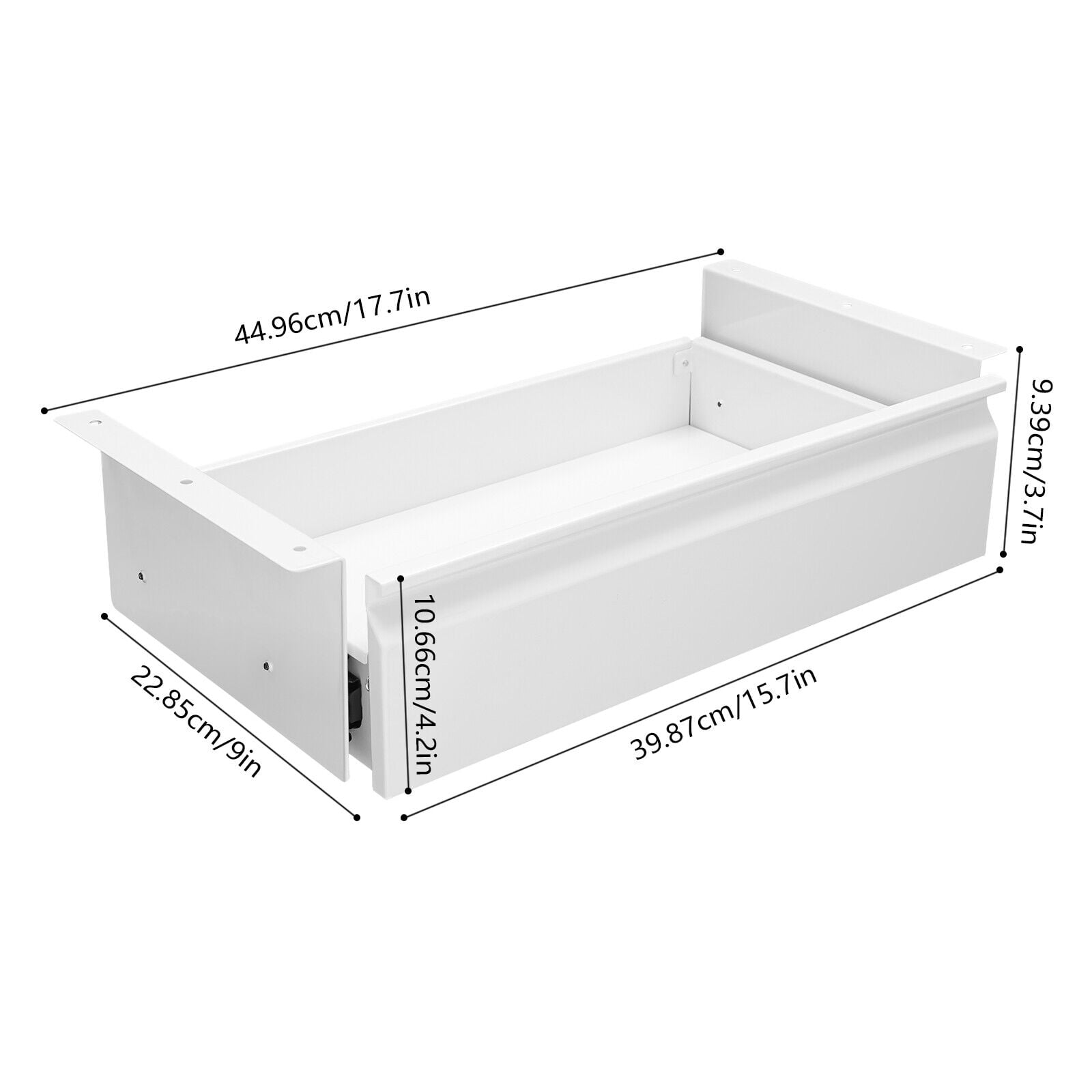 Pull-out Drawer White Under Desk Mounted Sliding Pull-out Drawer, Storage Organizer for Sit Stand Workstation