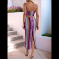 thumbnail image 4 of Conjunto de Dos Piezas de Vestido Tubo con Rayas de Colores para Mujer de Verano Púrpura S, 4 of 10