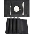 thumbnail image 1 of Set Of 10 Washable Non-slip Pvc Braided Placemats For Dining Room Placemat Black 45cm * 30cm, 1 of 5