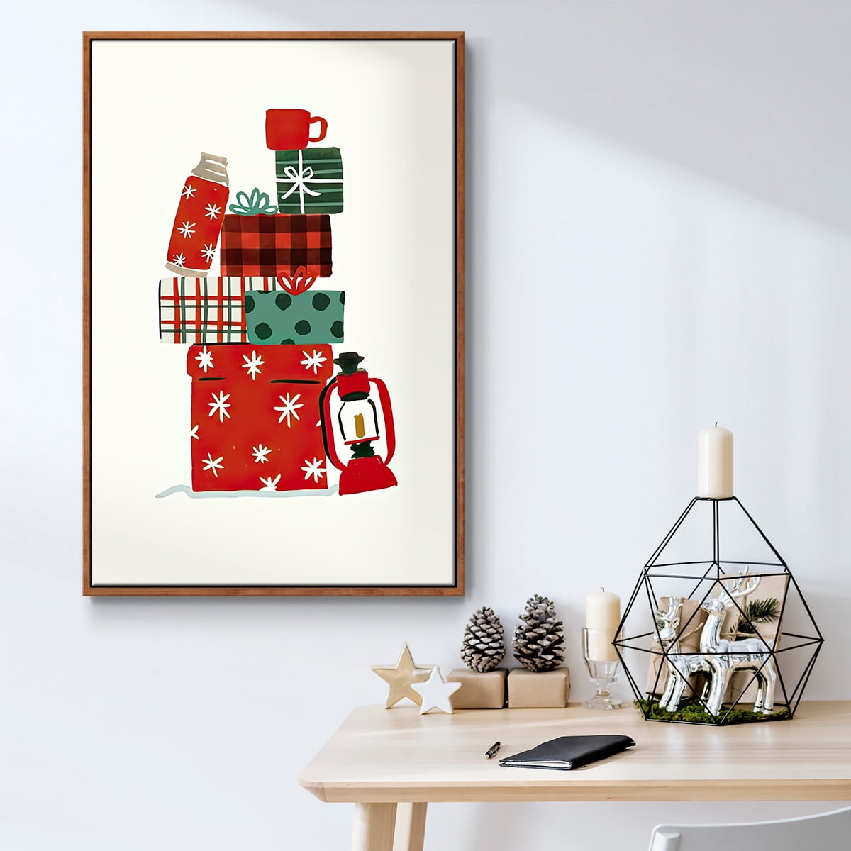 Going to Grandmas Collection B - Framed Gallery Wrapped Holiday Canvas - 17 x 25 - Rosewood Frame