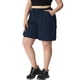 thumbnail image 4 of FAB CURVES Pantalones cortos cargo de pierna recta con cintura elástica y cordón para mujer de talla grande 1X Azul oscuro, 4 of 6