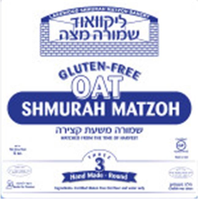 Lakewood Matzah Certified Gluten Free Oat Hand Matzoh Kosher For Passover And The Seder, 3 Matzah Per Box - Round
