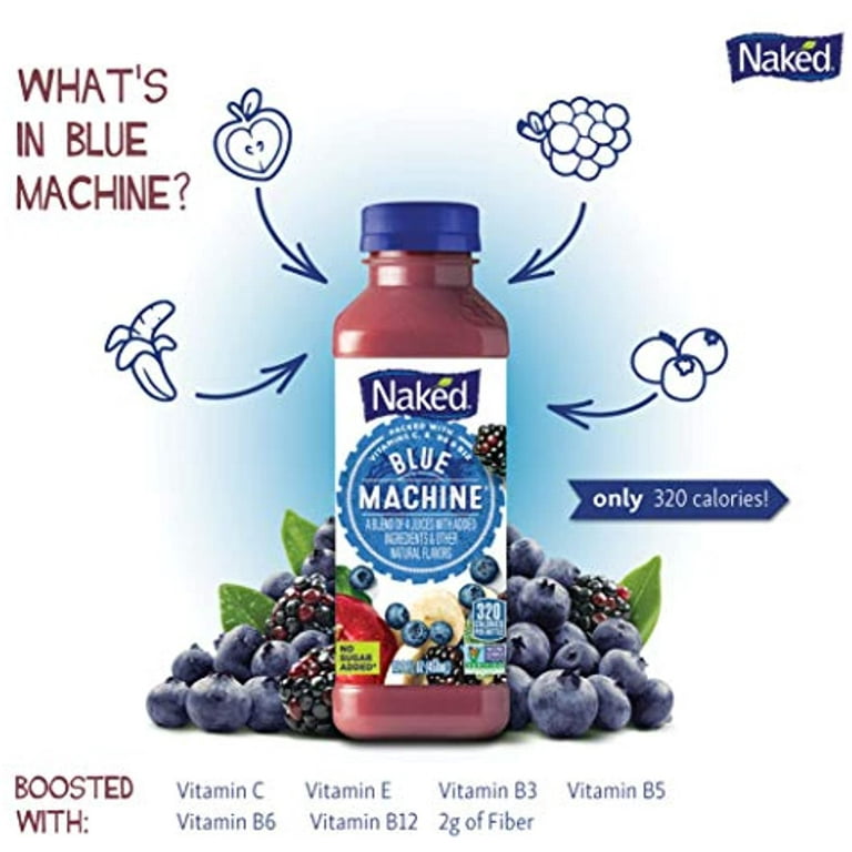 Naked Juice Blue Machine, Boosted Smoothie Fruit Drink (15.2Oz Bottle,  4-Pack); All-Natural Flavor, No Sugar Added, No Preservatives, Non-Gmo  Verified