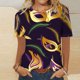 thumbnail image 1 of Fiudx Tops para Mujer Camiseta Informal de Manga Corta con Cuello Redondo y Estampado de Carnaval a La Moda para Mujer, 1 of 3