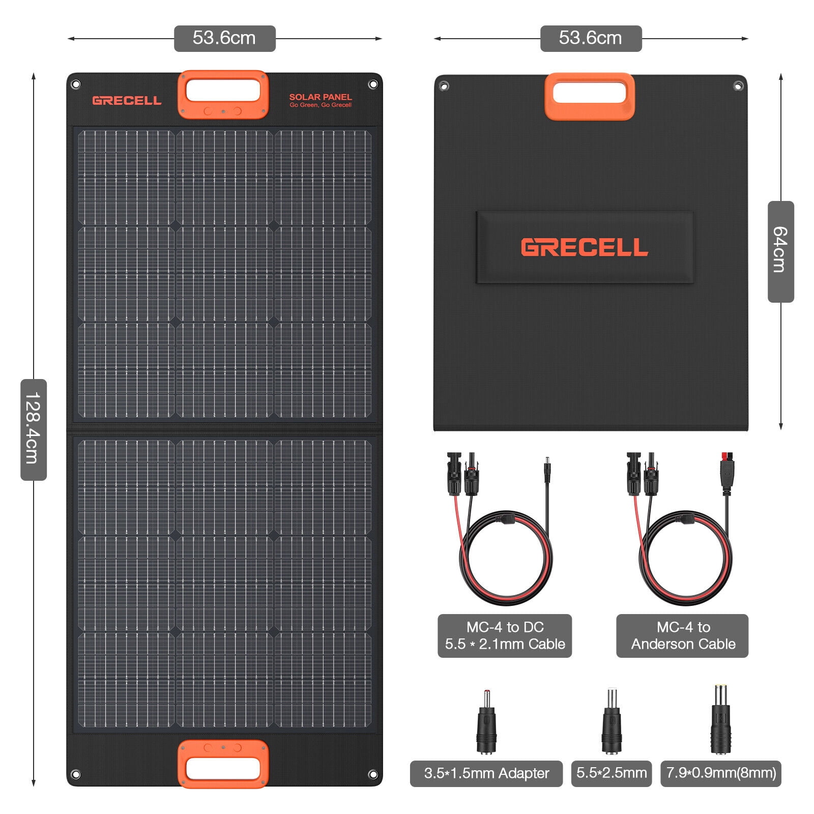 GRECELL Portable Foldable Solar Panel Charger for Power Station Generator 100W 20V Monocrystalline