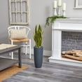 thumbnail image 3 of Nearly Natural Plastic 3' Sansevieria Artificial Plant in Gray Bullet Planter, 3 of 4