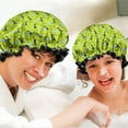 thumbnail image 6 of Shower Caps,BrightGreen Cartoon Dinosaurs Leaves Pattern Waterproof Shower Cap for Women 4 Pieces,Double Reusable Hair Cover for Shower PEVA Elastic Stretch Hem, 6 of 7
