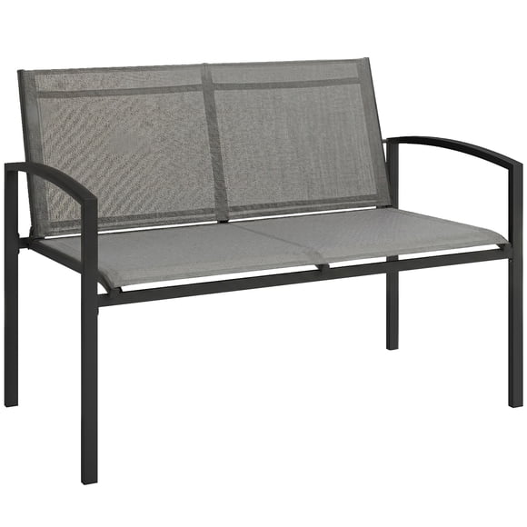 Outsunny Outdoor Garden Bench, 44 in Metal Patio Park Bench, Grey