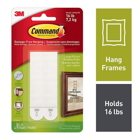 Command Large Picture-Hanging Strips, White, 16-Strips