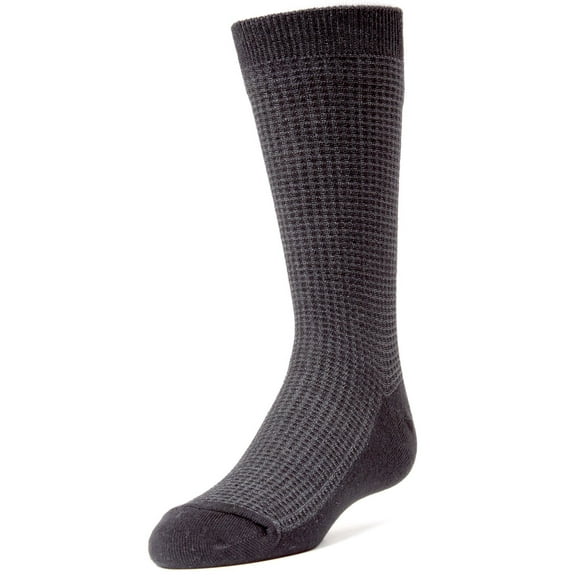 MeMoi Diamond Textured Cotton Rich Dress Crew Socks - Boys - Male, 6-7, Charcoal