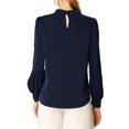 thumbnail image 3 of INSPIRE CHIC Women's Keyhole Stand Collar Pleated Back Button Blouse Tops, 3 of 6
