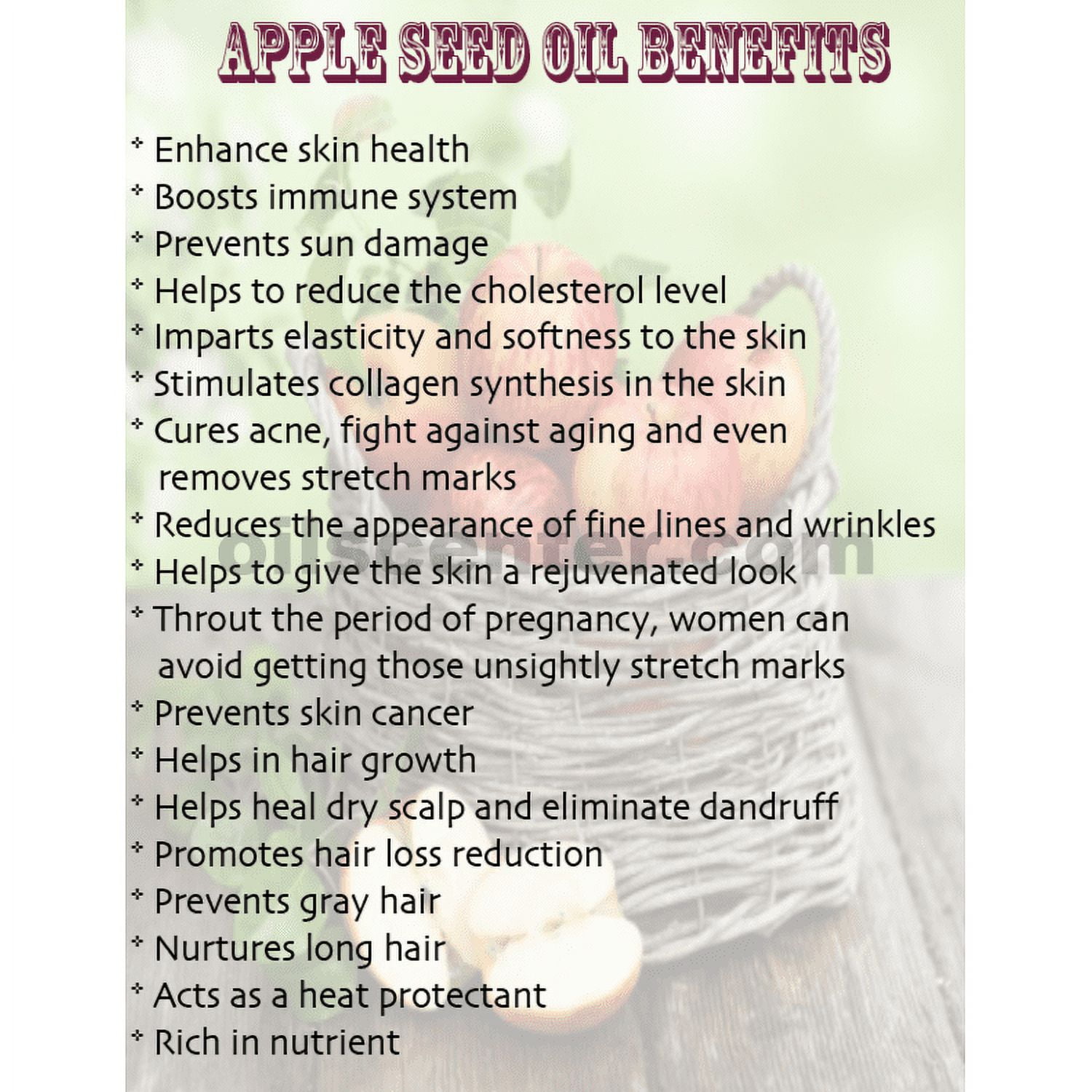 Apple Seed Oil Organic Carrier Cold Pressed Premium Natural 100% Pure 36 oz
