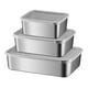 thumbnail image 1 of Recipientes para alimentos de acero inoxidable en 3 tamaños, caja cuadrada para frutas de camping, estuche de almacenamiento para nevera (tapa transparente, 650 ml + 1100 ml + 1700 ml), 1 of 7