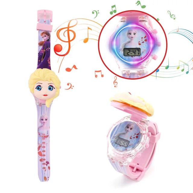 Disney-Reloj de los Vengadores de Frozen para niños, Spiderman, iron Man, luz intermitente, luminoso, juguetes para niños y niñas, regalo de cumpleaños