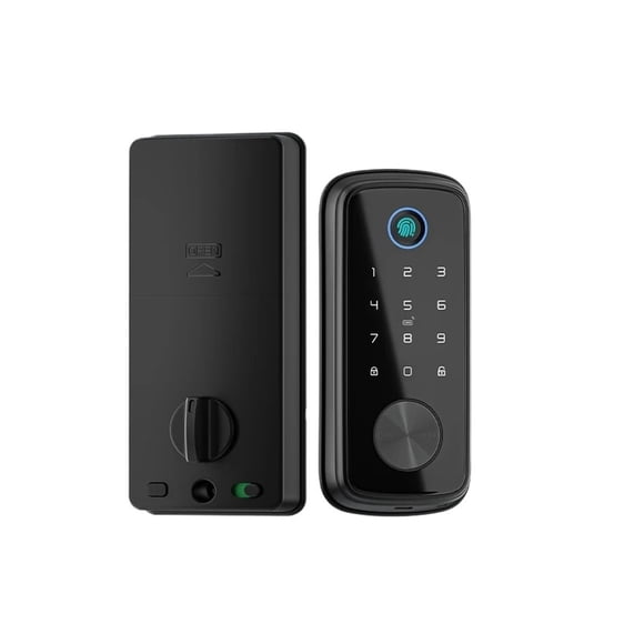 Serrure Intelligente à Pêne Dormant, Clavier Biométrique à Empreinte Digitale, Entrée Sans Clé, Compatible avec Serrure de Porte d'Entrée avant, Conception d'Entrée Sans Clé