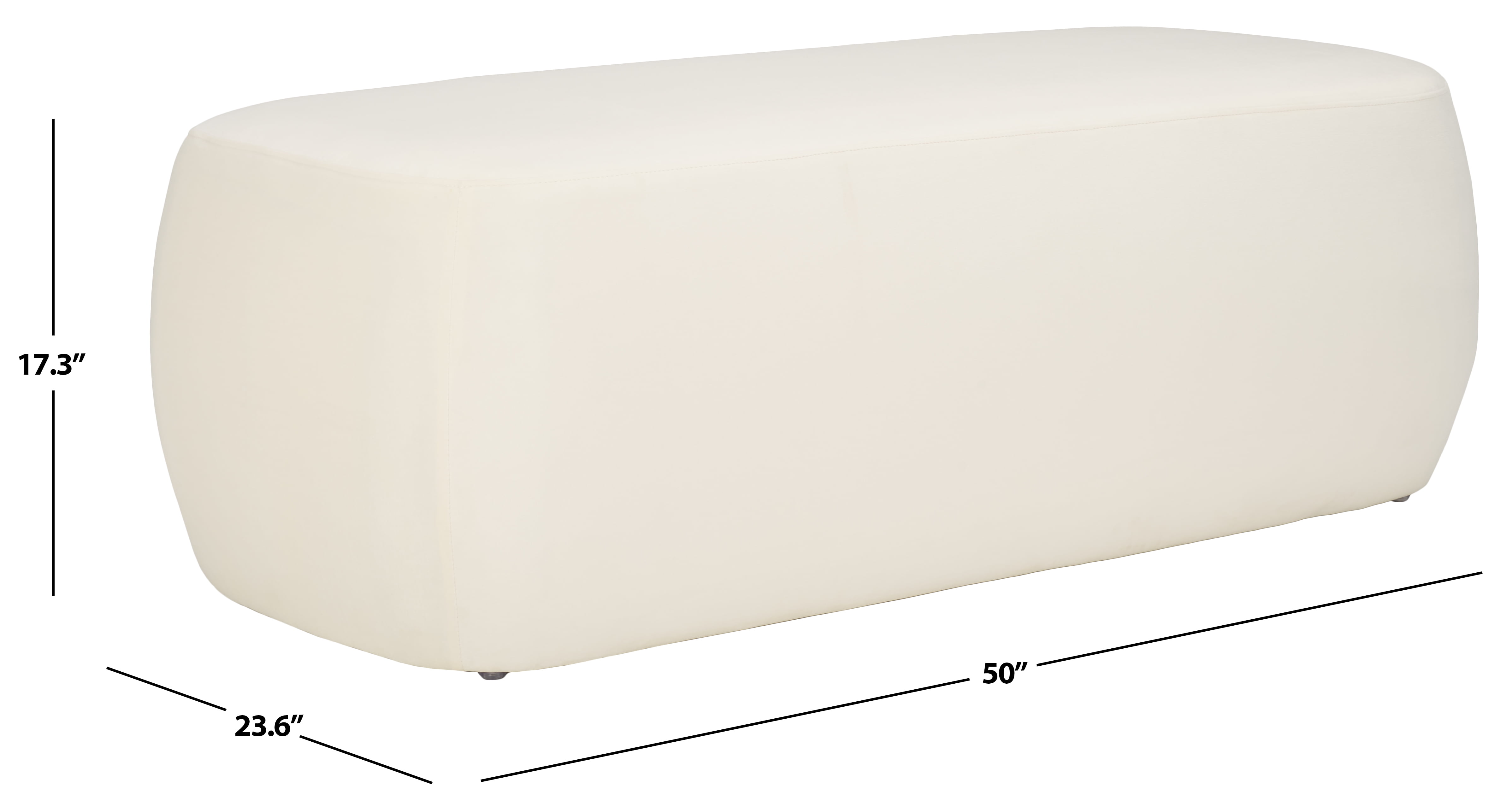 SAFAVIEH Whitley Modern Style 50 in. Rectangular Ottoman, Cream ( 50 in. W x 23.6 in. D x 17.3 in. H)