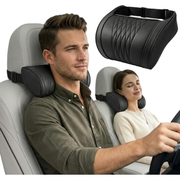 Universal Memory Foam Car Headrest Neck Pillow Auto Neck Cushion, Ergonomic Neck Support Car Headrest Pillow, Adjustable Breathable Support for Long Road Trips, Daily Drive
