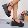 thumbnail image 2 of Xucatan Women's Patent Leather Wedge Sandals, Peep Toe Double Strap Slides with Espadrille Sole, Adjustable Ankle Buckle Platform Heels, Versatile Summer Party Footwear Gift, 2 of 9