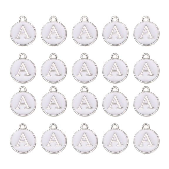 Uxcell 36pcs Pendants Letter Charm Initial Charm Alphabet A for DIY Necklace Bracelet Jewelry Making White & White