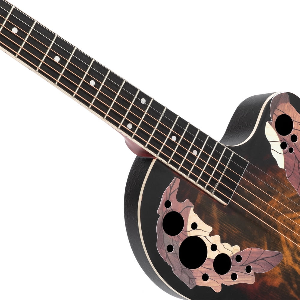 41 Inch Full-Size Cutaway Acoustic-Electric Guitar, Sunset Color Grape Sound Hole Guitar, Spruce Top Round-back Guitar for All Music Styles