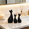 thumbnail image 6 of Xecvkr Ceramic Pet Family Cat Figurine Art Sculpture Porcelain Parent Kids Office Living Room Shelf Desktop Centerpiece Keepsake Animal Lover Gift 3pcs Black, 6 of 6