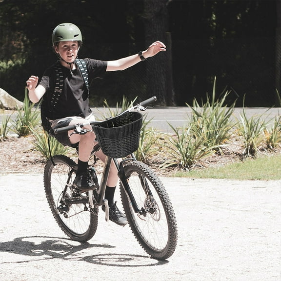 AURARMLET Front Handlebar Basket Plastic Black Bike Basket for Cycling Accessories General Use 1 Piece