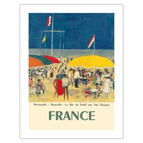 France - Deauville Normandie (Normandy) - Le Bar du Soleil (The Sunshine Bar) - Vintage Travel Poster by Kees Van Dongen c.1960 - Bamboo Fine Art 290gsm Paper (Unframed) 17x22in