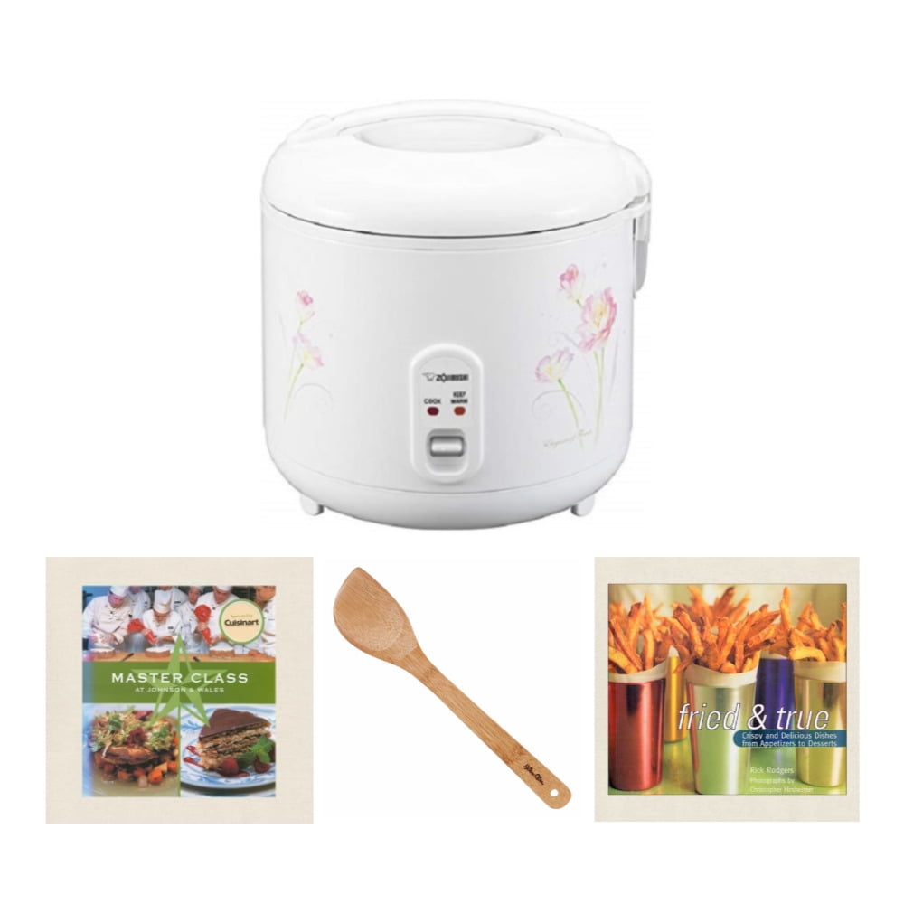 Zojirushi Rice Cooker and Warmer with Bamboo Spatula and Two Cookbook Bundle