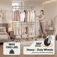 thumbnail image 2 of Heavy Duty Closet Garment Rack,3-Tier Adjustable Metal Freestanding Clothes Rack with 2 Rods and Side Hooks,Wheels,15.7" D x 29.5" W x 74.5" H,Chrome, 2 of 7