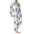 thumbnail image 2 of Naloa Lavender Flowers Men’s Pajamas Set - Long Sleeve Button Down Sleep Shirt and Pajama Bottoms Sleepwear Set-Medium, 2 of 7