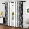 thumbnail image 3 of Lfeey Black and White Textured Blackout Curtains for Bedroom 63 inch Long, Insulated Grommet Curtains, 2 Panel, 3 of 7
