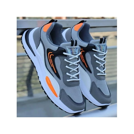 

Fangasis Men Sneakers Breathable Sport Shoes Lace Up Running Sneaker Mens Casual Shoe Travel Slip Resistant Mesh Trainers Gray 8